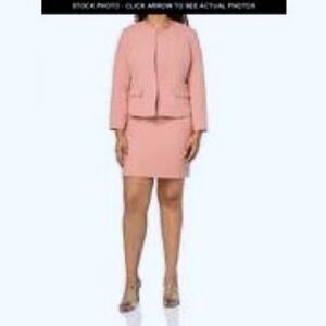 Le Suit Petite Dusty pink 2-Piece Skirt Suit Set Jacket and Dress 12P